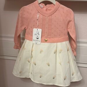 Beautiful European 100% lightweight knit dress. 18-24 mo NWT